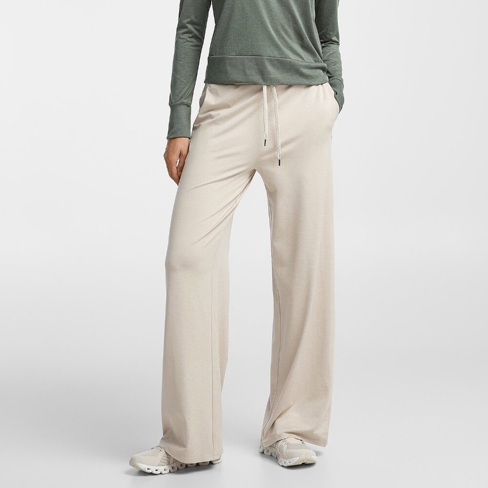 New Vuori Halo Essential Wide-leg Pants Ecru Heather Large TALL/LONG! - Picture 1 of 8